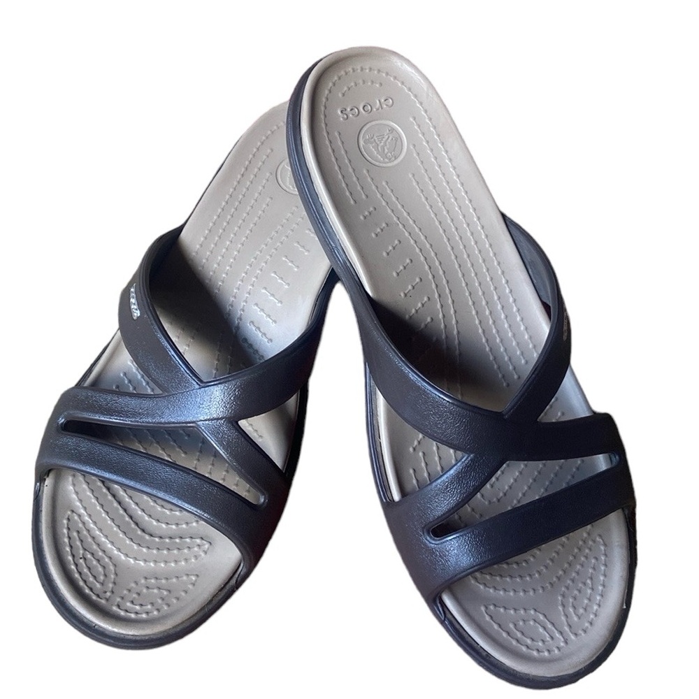 Crocs Rhoda Wedge Brown Sandals  Women’s Size 9